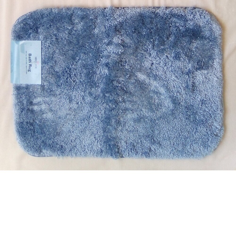 Mohawk 17" x 24" Plush and Soft Bath Rug Floor Mat Non-Slip Back, Blue